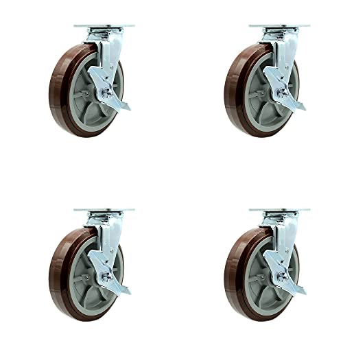4 Swivel - Top Lock Brakes - Maroon