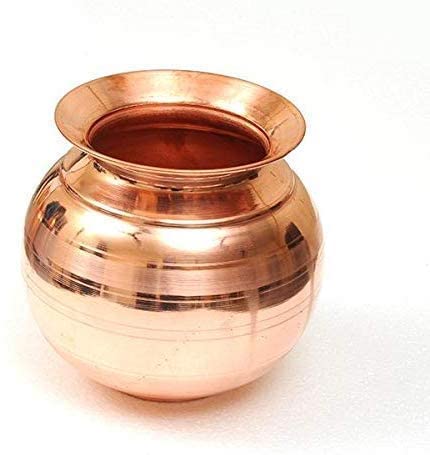 SHIV HOME WORLD Pure Copper Tamba Matka/Pot - 100% Authentic Copper Water Storage, Leak-Proof Design (0 Size) | Ayurvedic Health Benefits, Traditional Indian Water Vessel for Home & Wellness Rituals
