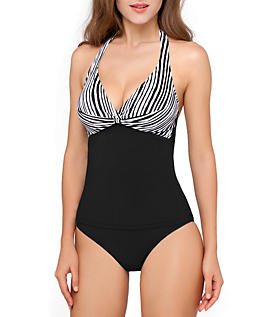 Gottex Women's Twist Front Halter V-Neck Tankini Top Swimsuit - Sexy Beachwear for Pool, Vacation & Summer Activities