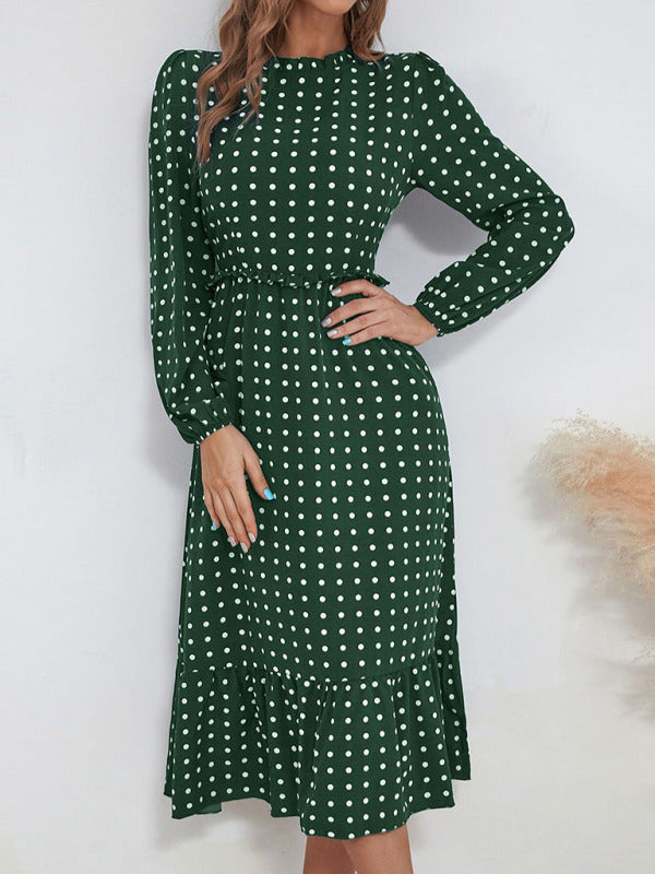 Women's Casual Midi Polka Dot Dress - Flowy Summer Dress with Short Sleeves for Beach, Party & Everyday Wear