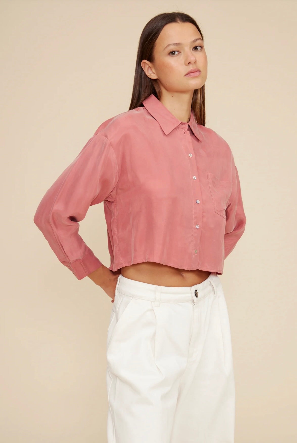 Baker Cargo Crop Top Women's Fashion - Dusty Rose Color | Trendy Streetwear & Summer Outfit Essential