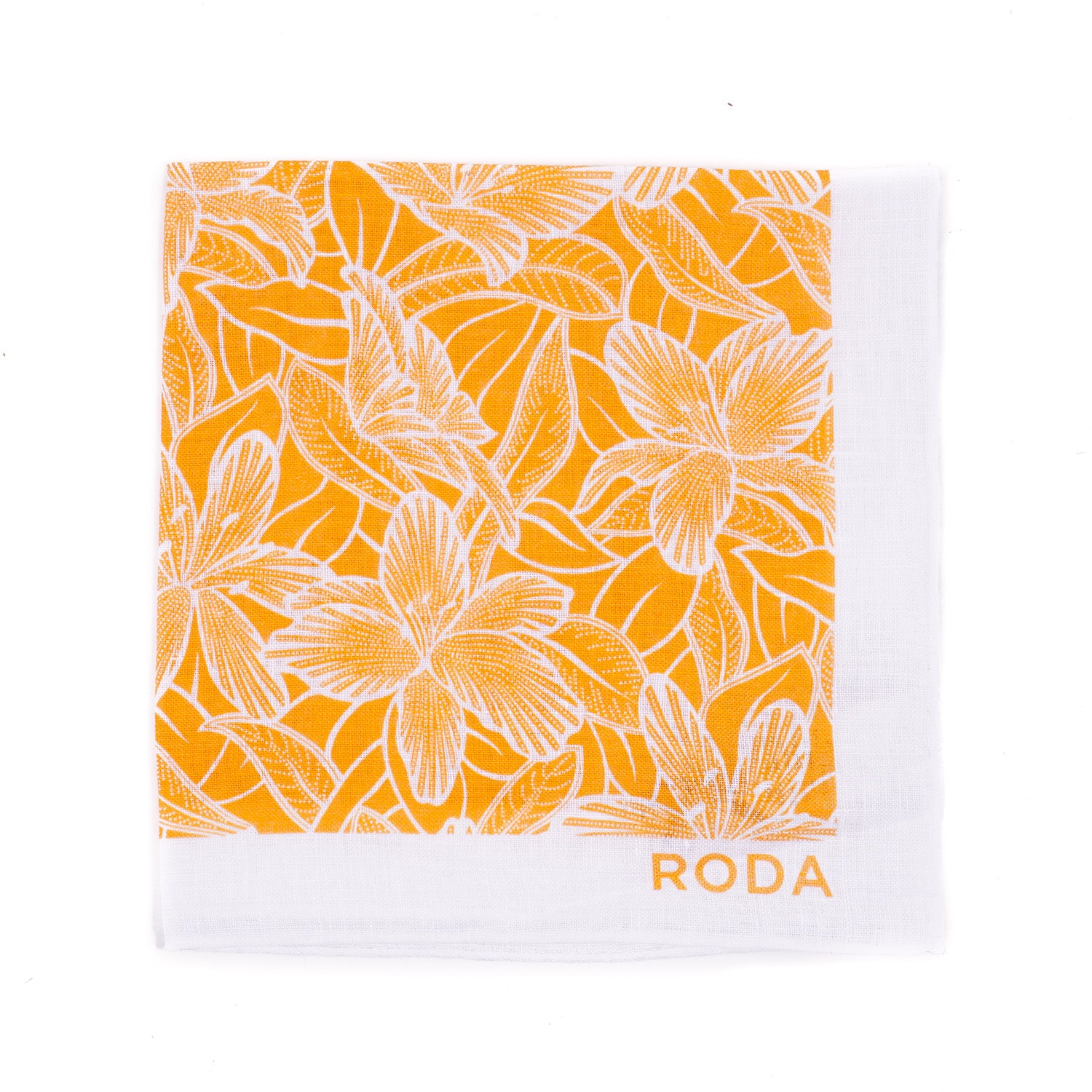 Roda Floral Print Linen Pocket Square - Elegant Men's Fashion Accessory for Weddings, Business & Formal Events