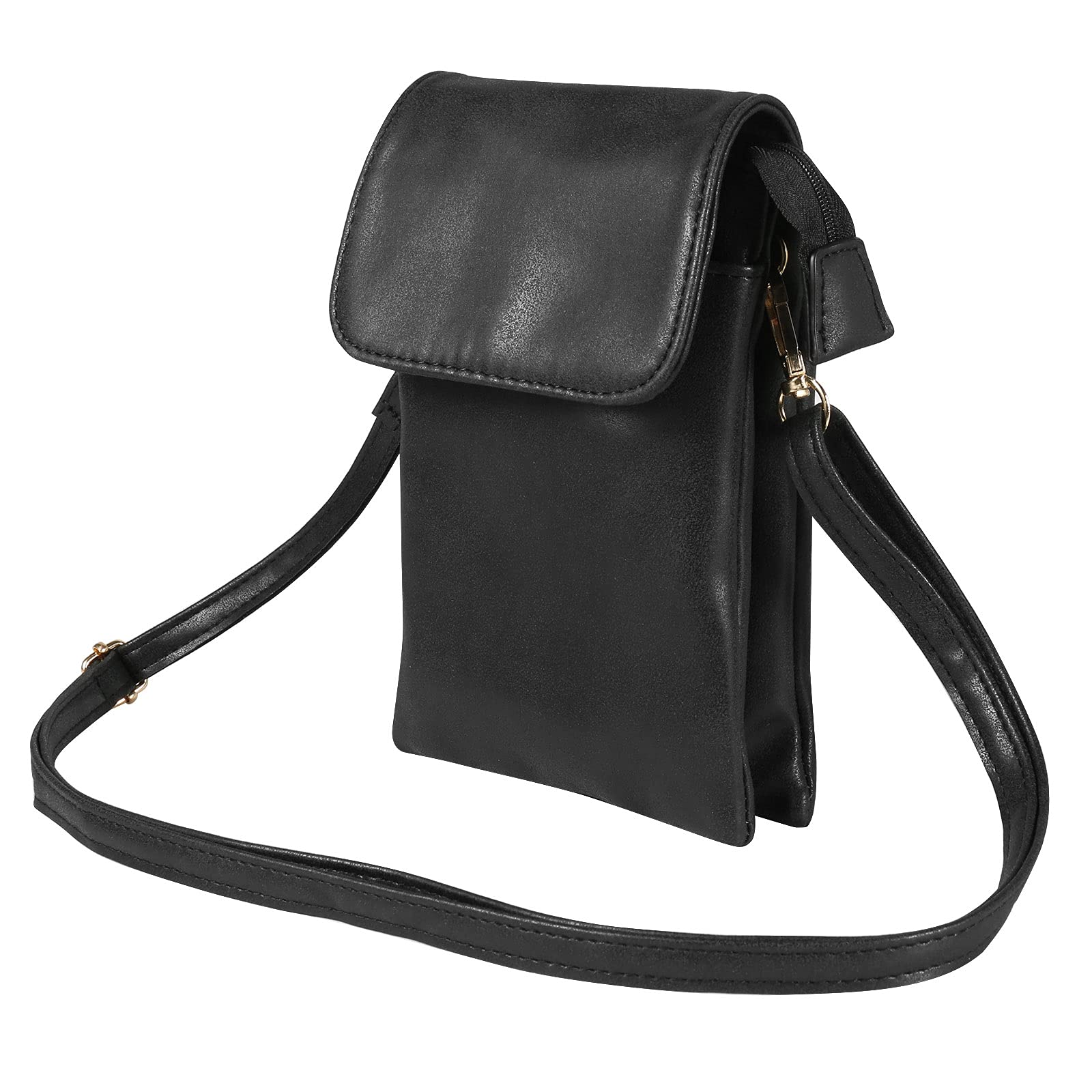 Premium Genuine Leather Crossbody Bag with Roomy Pockets - Compatible with iPhone 12 Pro Max, Samsung Galaxy S21/S20/Note20, Google Pixel 5 & More (Black) - Perfect for Travel, Shopping & Everyday Use