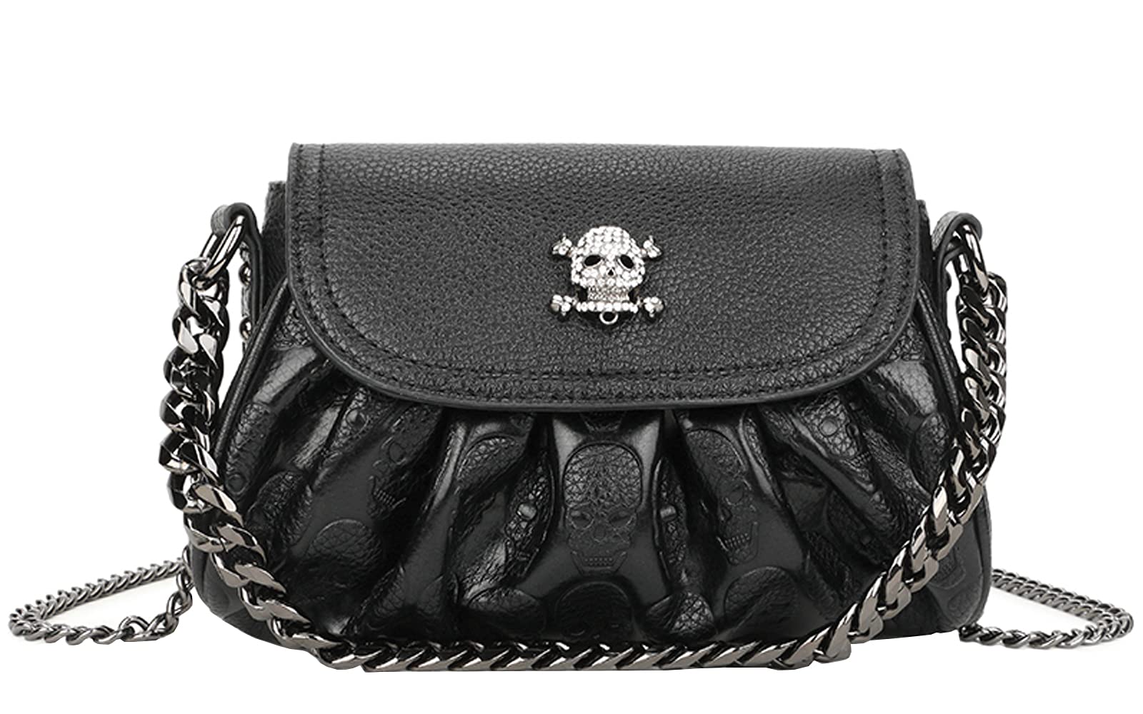 Stylish Women's Punk Skull Tote Bag - Small Black Crossbody Shoulder Purse for Casual Outings & Gothic Fashion