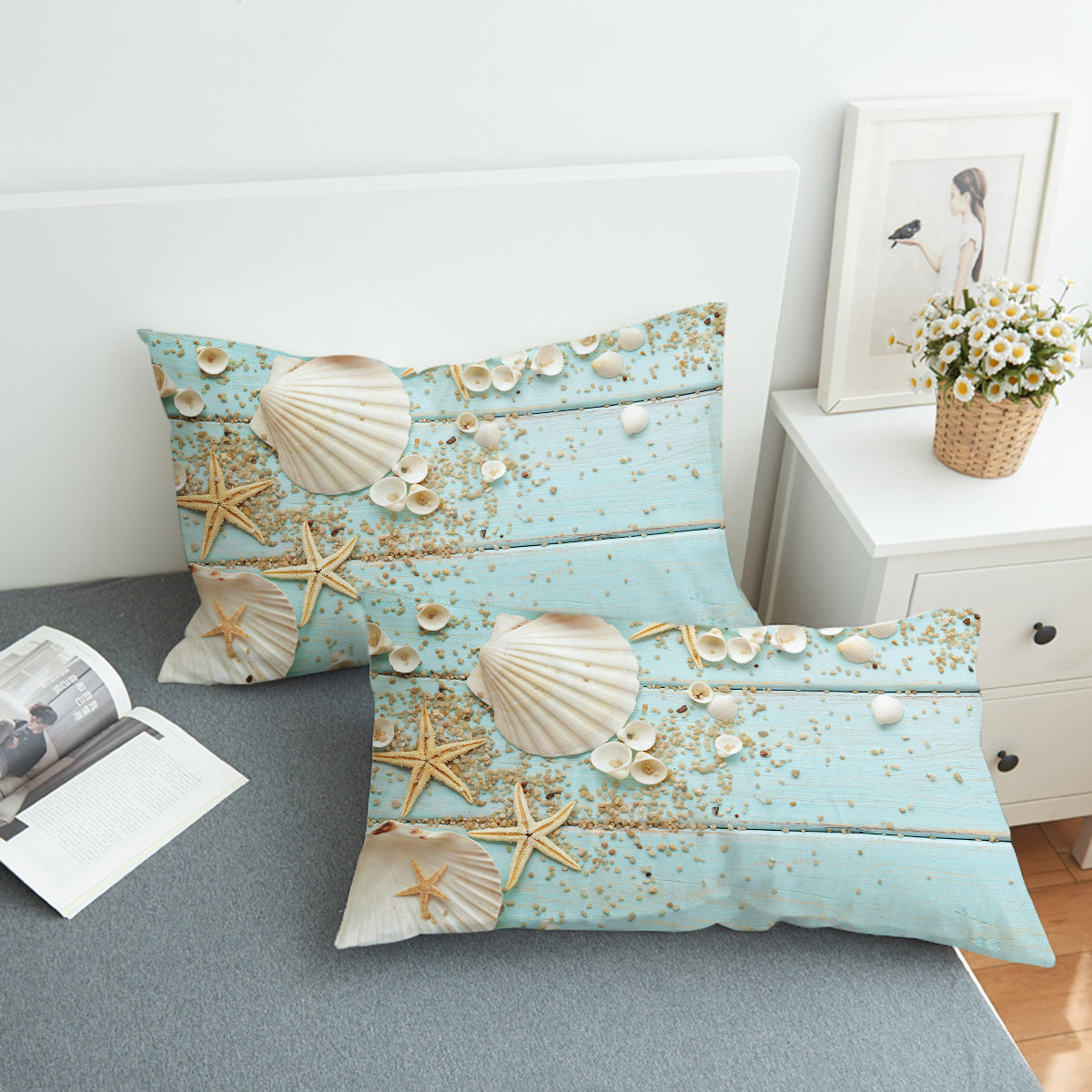 Coastal Pillow Sham - Soft Decorative Pillow Cover for Beach House & Coastal Decor - Perfect for Living Room, Bedroom, or Porch