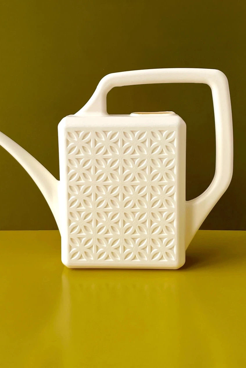 Modern Breeze Block Design Watering Can in Ivory - Perfect for Indoor Plants, Garden Decor, and Home Office Accessories
