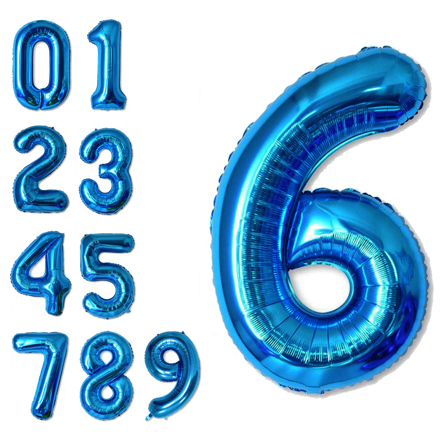 40 Inch Jumbo Blue Number 6 Balloon for Birthday Wedding Decor