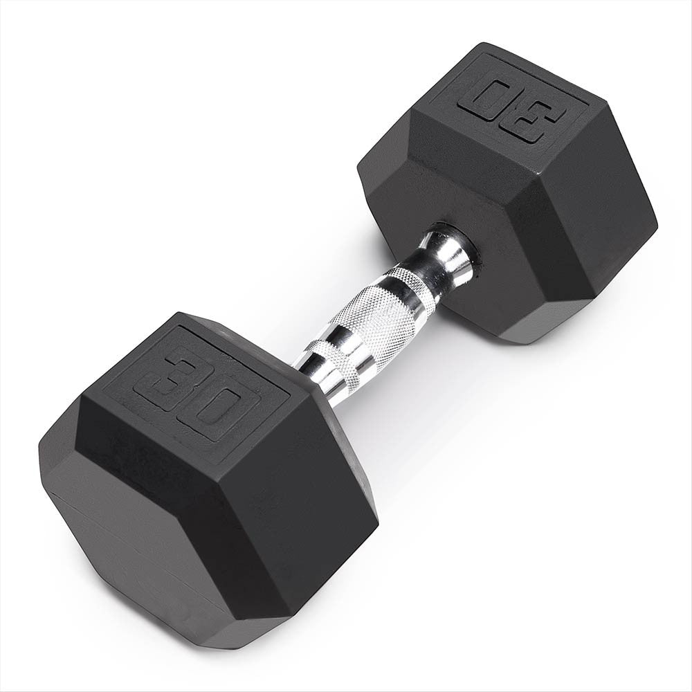 Marcy 30lb Rubber Hex Dumbbell - Premium Rubber Coated Hexagonal Weight for Strength Training, Home Gym & CrossFit Workouts | IBRH 030