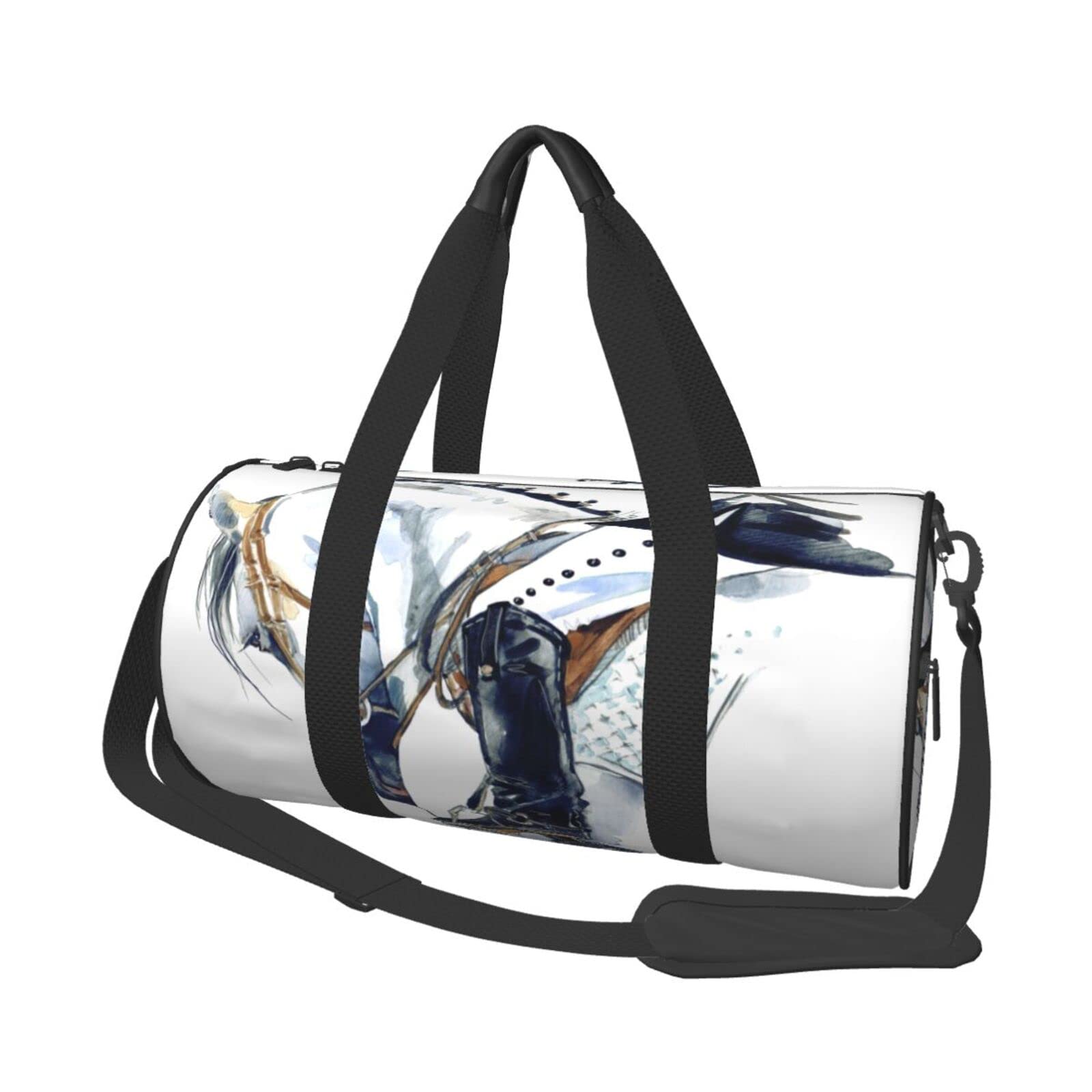 Premium Round Duffel Bag for Equestrian Sports - Waterproof Stallion Travel Bag with Inner Pockets & Adjustable Strap - Perfect for Horse Riding Competitions, Gym Workouts & Weekend Getaways