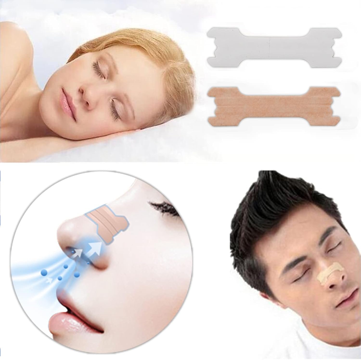 60 Count Nasal Strips for Snoring Relief & Better Sleep | Extra Strength Breathe Right Strips to Reduce Nasal Congestion | Improves Athletic Performance & Nighttime Breathing | Perfect for Sports, Allergies, and Sleep Apnea Relief