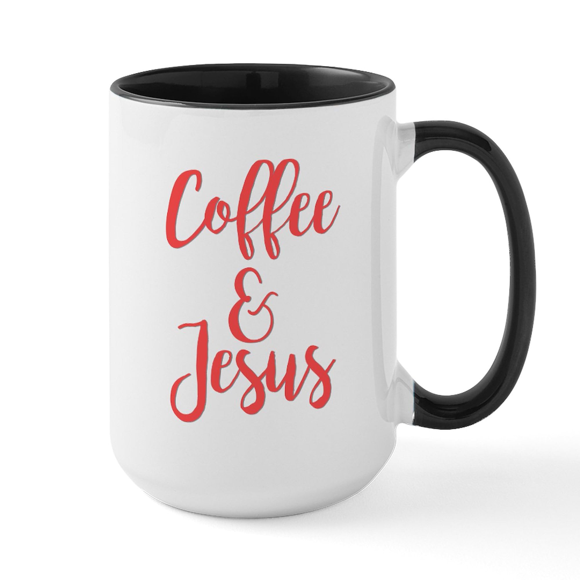 Coffee And Jesus 15 oz (444 ml) Ceramic Coffee Mug - Perfect for Morning Brews, Bible Study & Christian Gift Giving