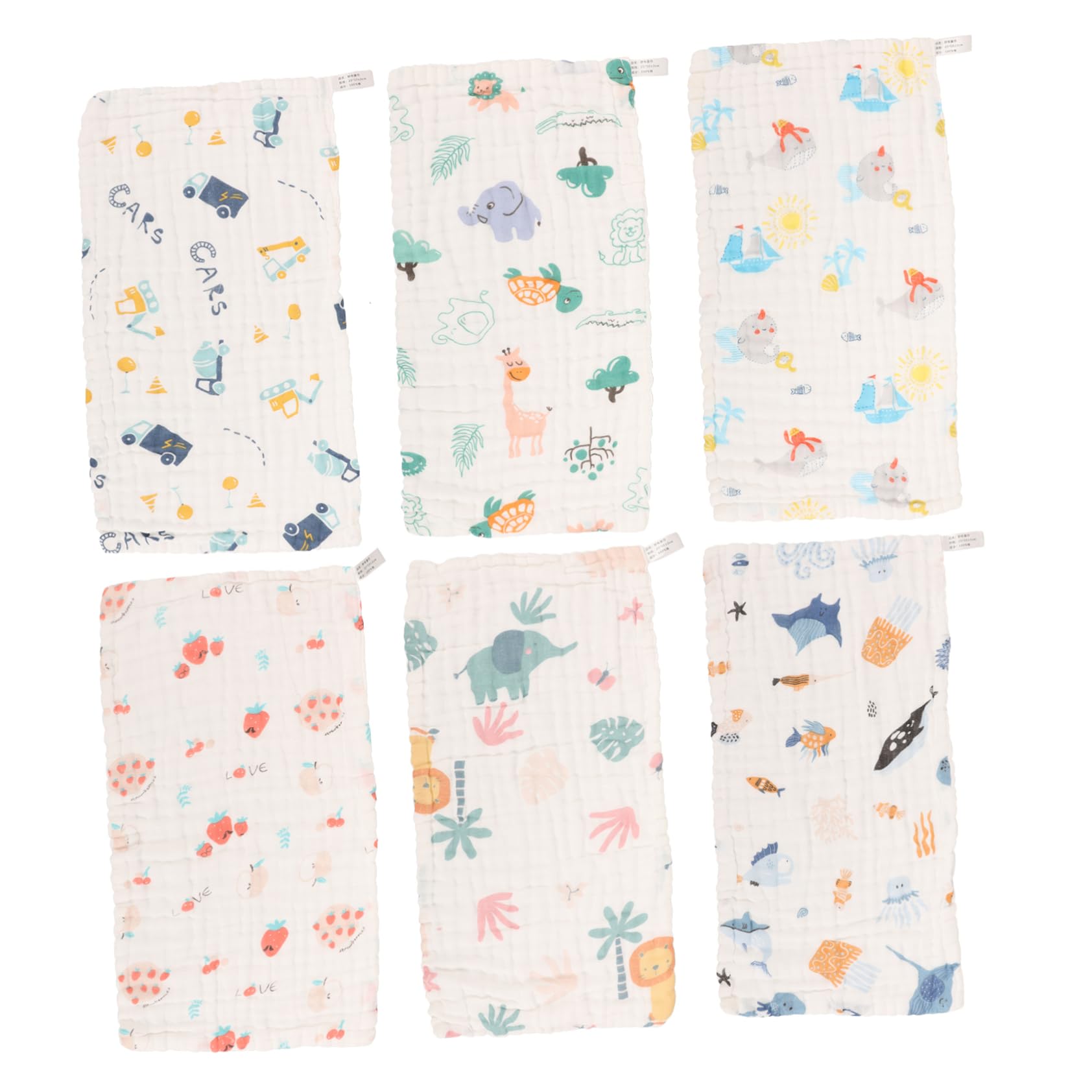 **30 Pcs Soft Cotton Gauze Saliva Wipes - Cartoon Burp Cloths & Drool Bibs for Newborns | Gentle Face Washcloths & Bath Towels for Babies**    *(Perfect for Feeding, Bath Time, and Daily Baby Care - Hypoallergenic & Ultra-Absorbent)*