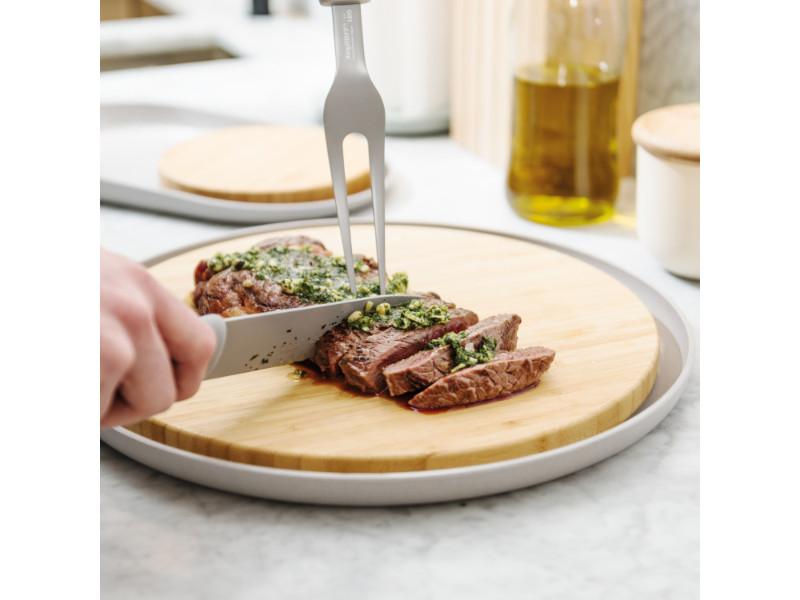 BergHOFF Leo 14.25 Inch Bamboo Cutting Board with Serving Tray - Eco-Friendly Kitchen Chopping Board for Meat, Vegetables & Cheese - Perfect for Food Prep, Charcuterie & Entertaining