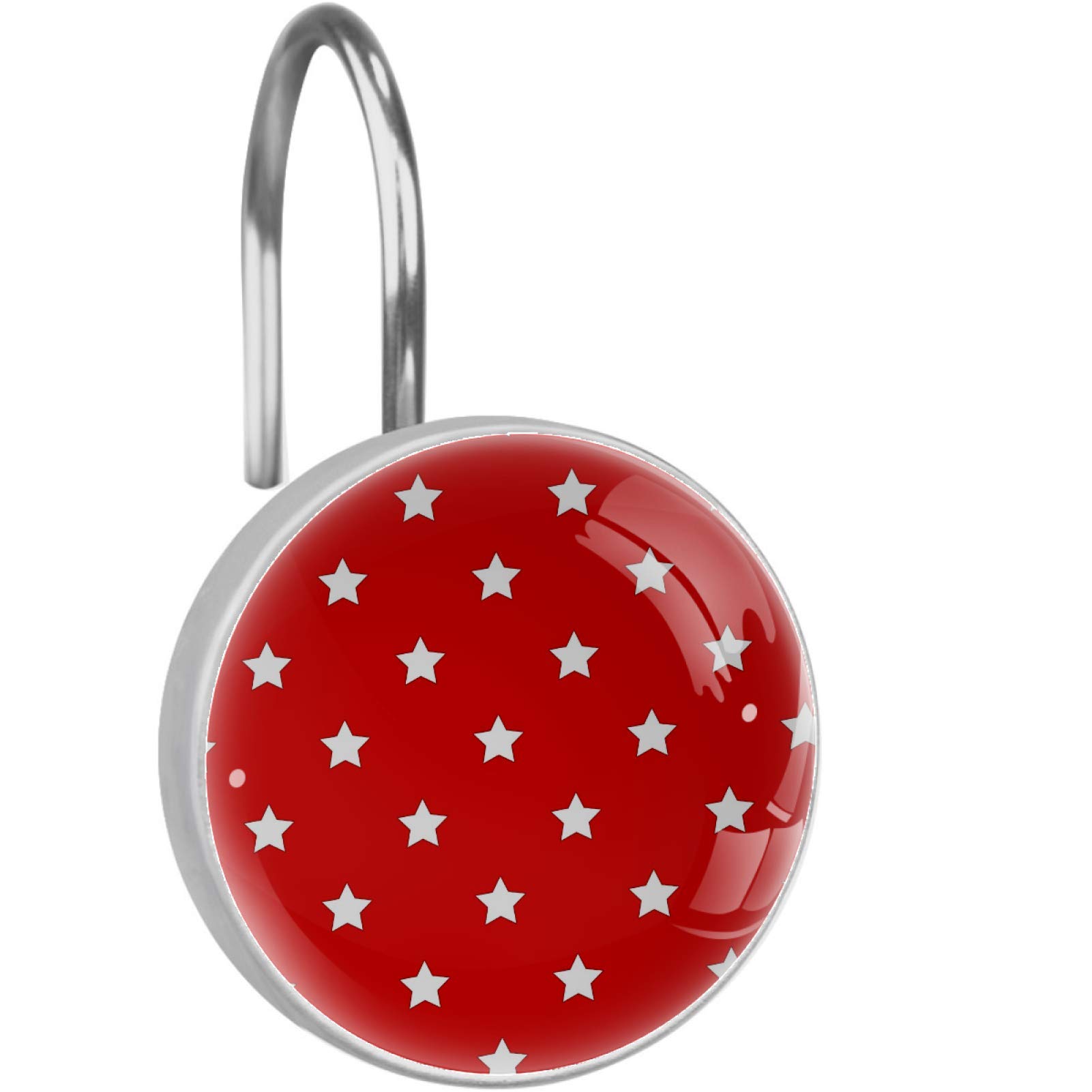 12 Pcs Patriotic Star Shower Curtain Hooks - Rustproof Metal Rings for Bathroom Shower Rods, Curtains & Liners - Perfect for 4th of July, Memorial Day Decor & American Theme Bathrooms