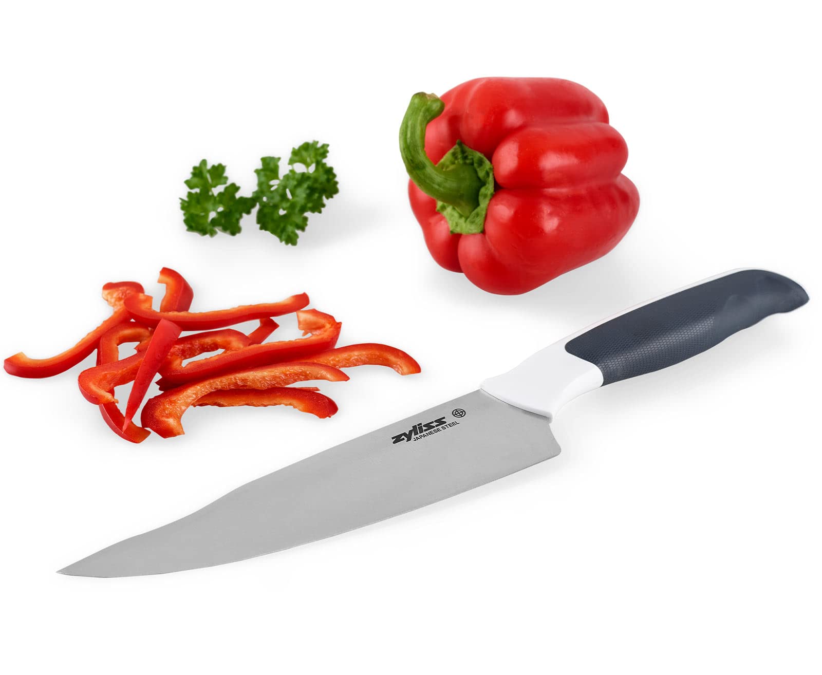 Zyliss Comfort Chef Knife 7.25 Inch - Premium Japanese Stainless Steel Blade with Non-Slip Ergonomic Handle - Includes Protective Cover - Professional Kitchen Knife for Chopping, Slicing & Dicing - Dishwasher Safe - Ideal for Home Cooks & Professional Chefs