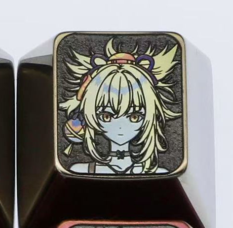 Premium 1U Titanium Alloy Custom Keycaps - Naganohara Yoimiya Design for Mechanical Keyboards | Durable Metal Gaming Keycaps for PC & Mac | Perfect for Anime Fans & Keyboard Enthusiasts