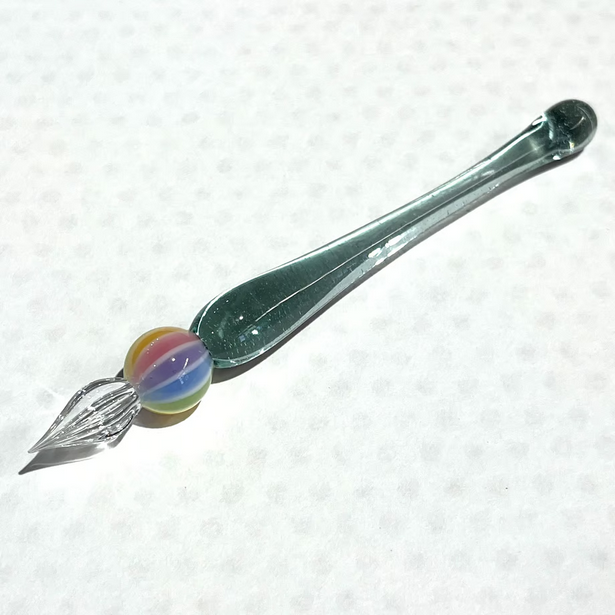 Japanese Glass Dip Pen - Rainbow Ball & Light Blue Green Colors, Perfect Calligraphy & Handwriting Tool for Writers, Artists, and Journaling Enthusiasts | Ideal for Lettering, Sketching, and Creative Writing Gifts