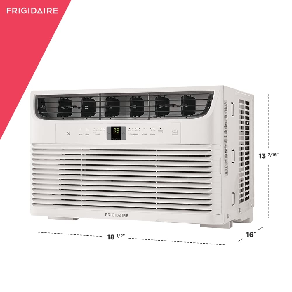 Frigidaire FFRE083WAE 8,000 BTU White Window Air Conditioner with Washable Filter & Remote Control - Perfect for Bedrooms, Living Rooms & Small Spaces (12x12 ft)