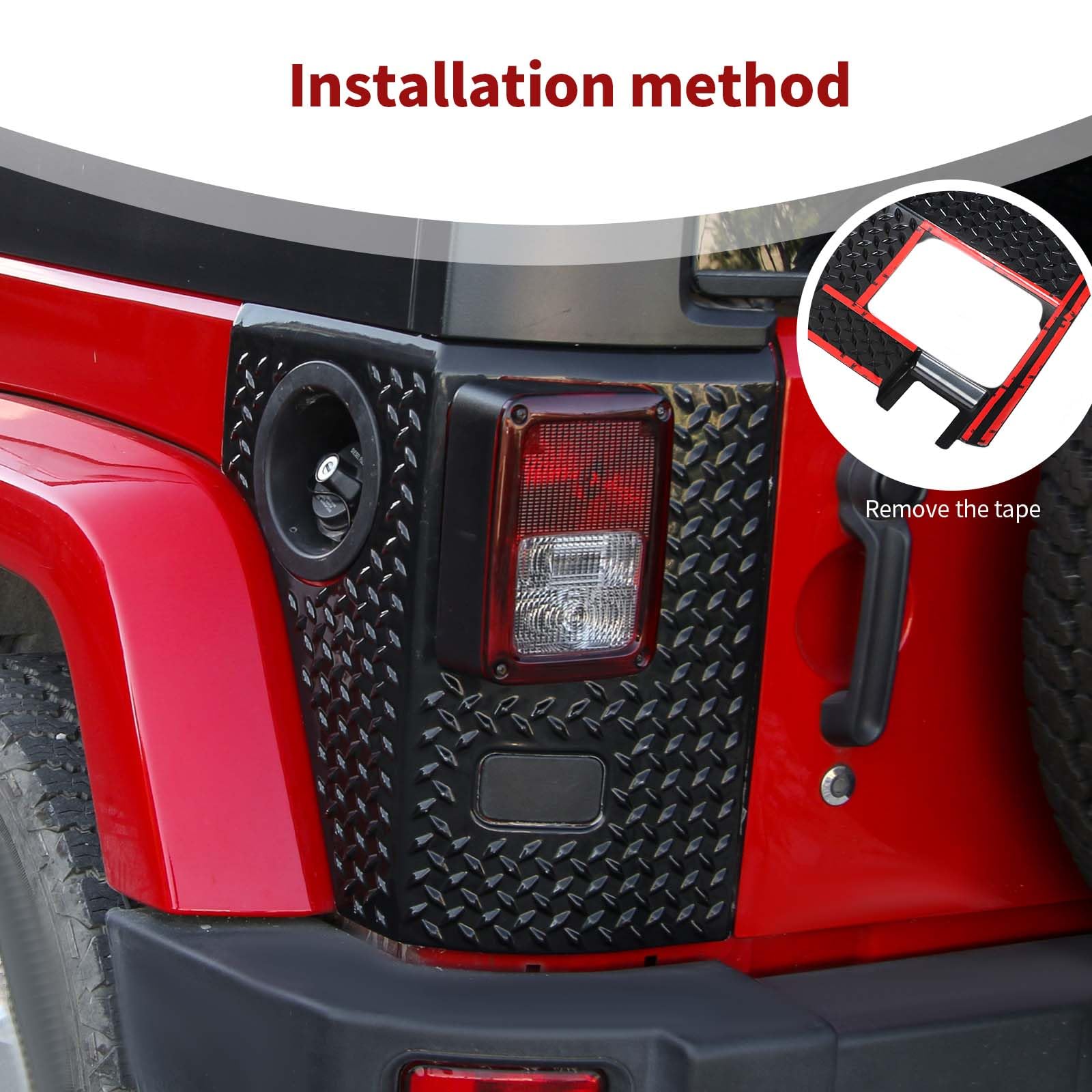 Wrangler JK Rear Corner Body Armor & Tail Light Cover Guards - Black Exterior Accessories (2pcs) for 2007-2017 Jeep Wrangler JK/JKU - Durable Quarter Panel Protection for Off-Roading & Adventure
