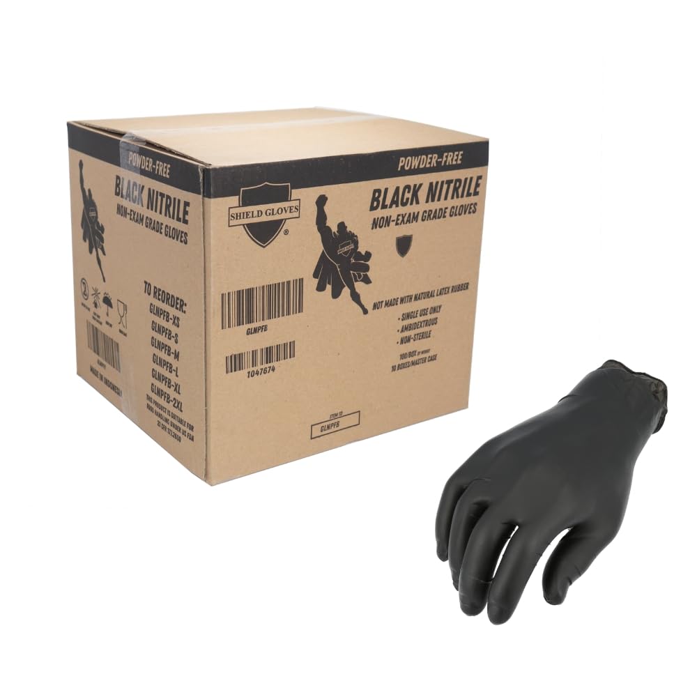 Premium Black Nitrile Gloves - Latex-Free, Powder-Free Disposable Gloves (Medium, 5 Mil, 2000 Pack) - Ideal for Medical, Food Service & Cleaning Professionals
