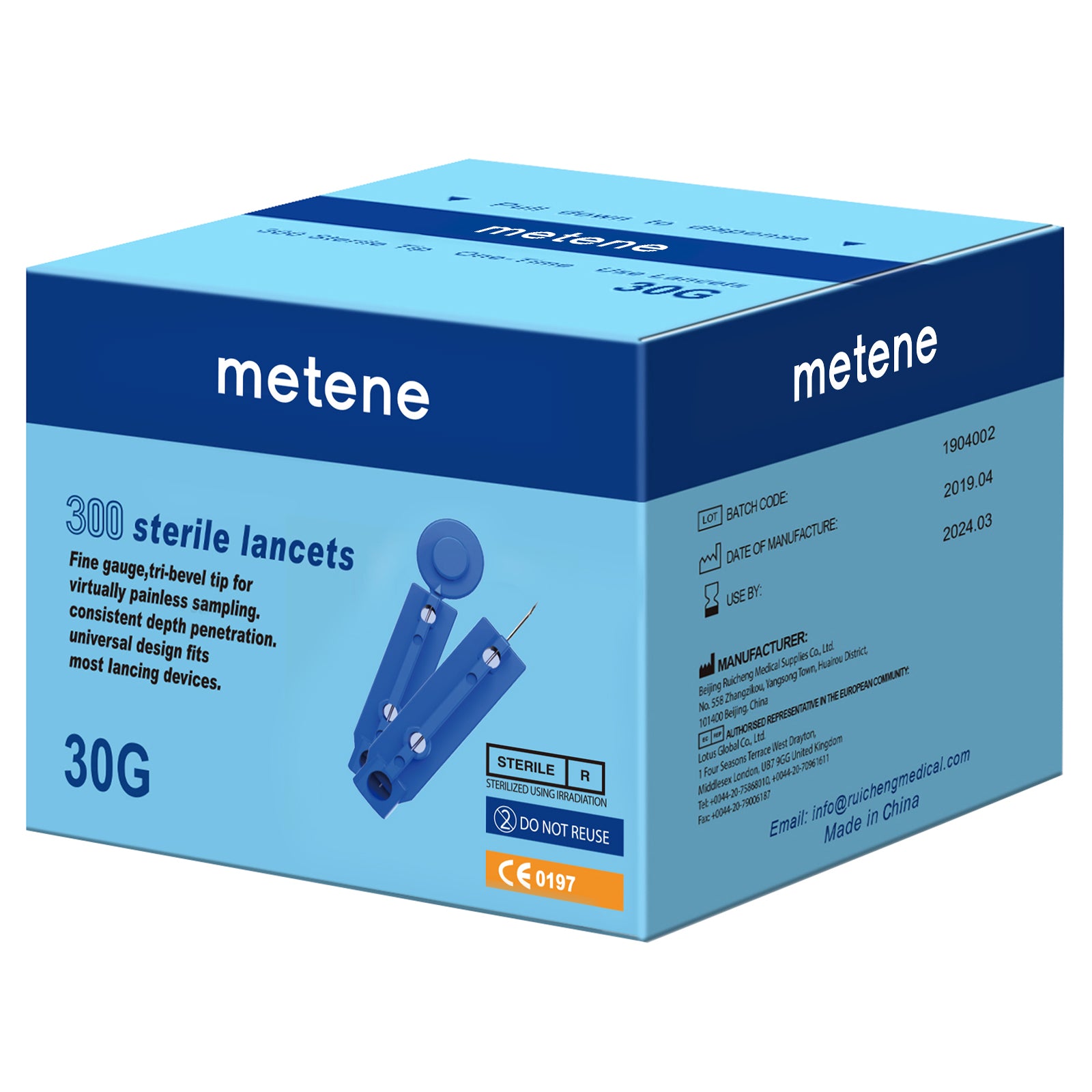 Metene 30G Diabetic Lancets - 300 Count Sterile Blood Lancets for Glucose Testing | Disposable Twist Top Lancets Compatible with Most Lancing Devices | Perfect for Home Blood Sugar Monitoring & Diabetes Care