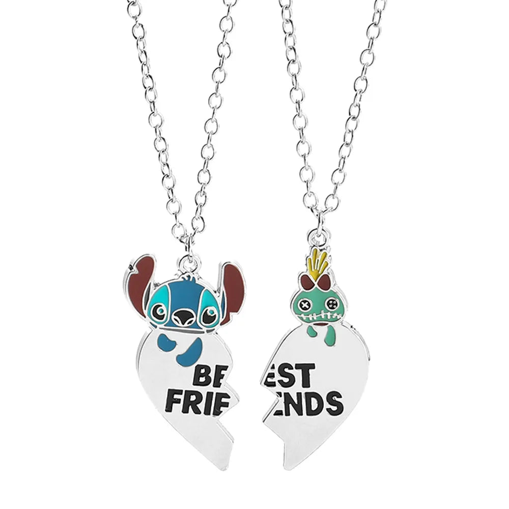 Disney Lilo & Stitch Heart Necklace - Cute Cartoon Jewelry for Women & Girls - Perfect Gift for Disney Fans, Cosplay & Everyday Wear