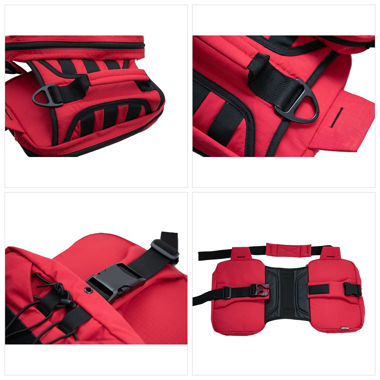 Large Dog Backpack - Adjustable Tactical Hound Saddle Bag with Side Pockets for Small Medium & Large Dogs | Perfect for Hiking, Travel, Camping & Training | Durable Outdoor Gear for Active Pets (Red)