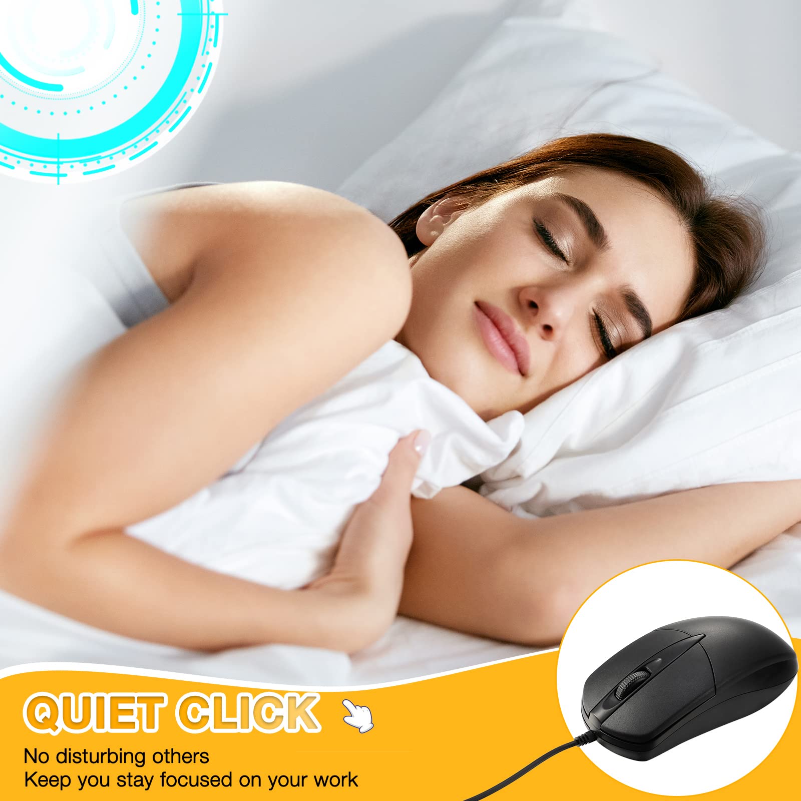 Kathfly 50 Pack Black Wired USB Mice - 1000 DPI 3-Button Corded Computer Mouse for Home Office, Noiseless Plug & Play - Compatible with Laptop, Desktop PC (Great for Office Workers, Students & Gamers)