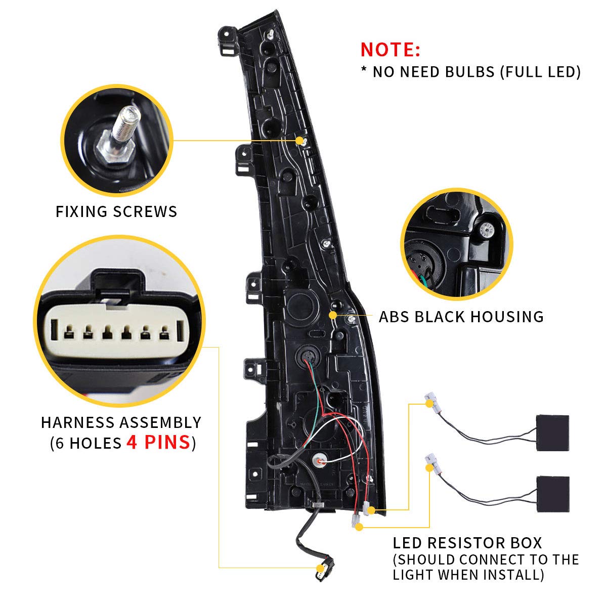 YUANZHENG Full LED 4-Pin Tail Lights Assembly for Chevy Tahoe & Suburban 2015-2020 (Excluding GMC) - Red Turn Signal, Direct Replacement Part YAB-CHE-0268A | Enhanced Night Visibility & Safety for SUV Driving