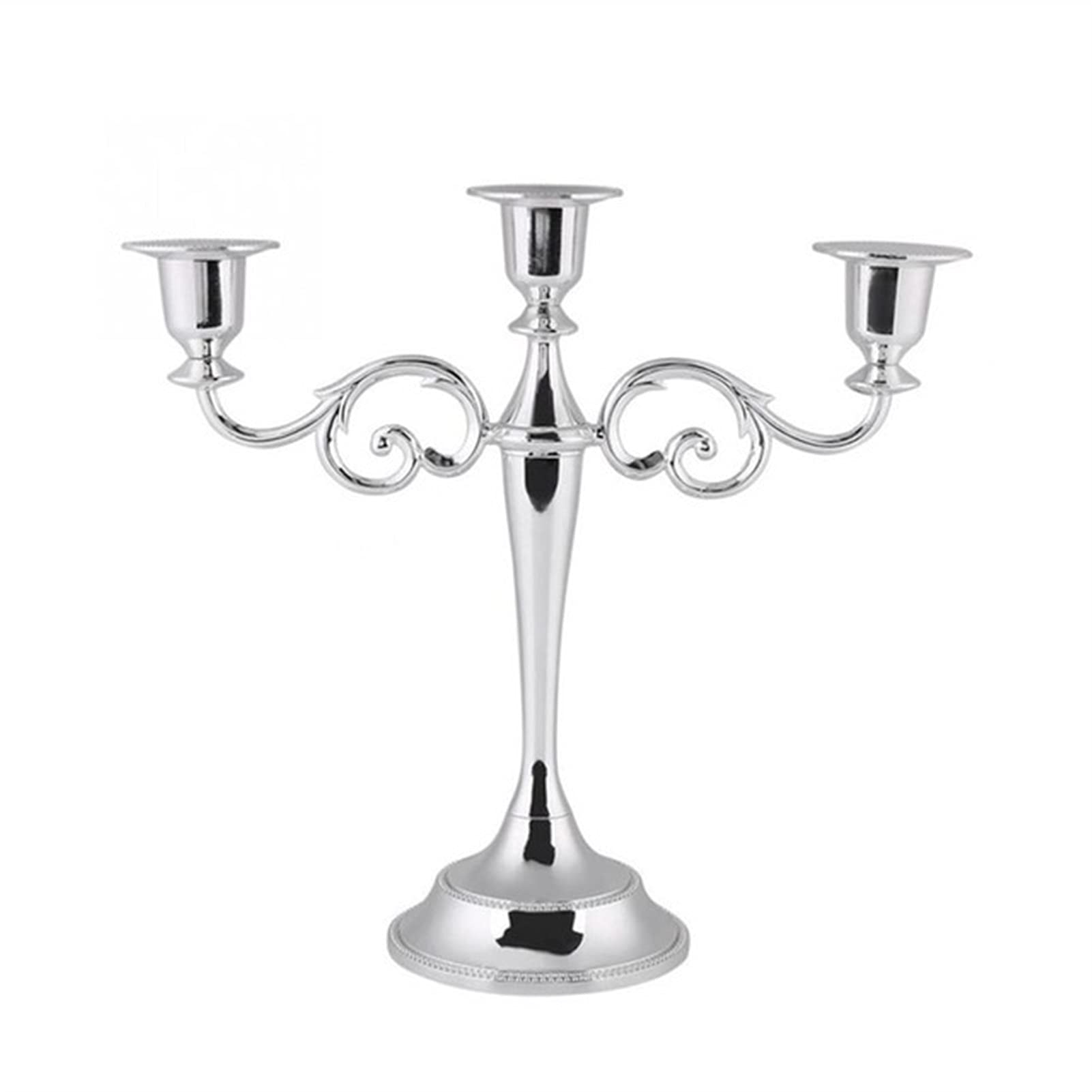 European Style Zinc Alloy 3-Head Candle Holder - Gold, Silver, Black & Bronze Candelabra for Romantic Home Decor | Perfect for Dining Tables, Wedding Centerpieces & Cozy Living Room Ambiance