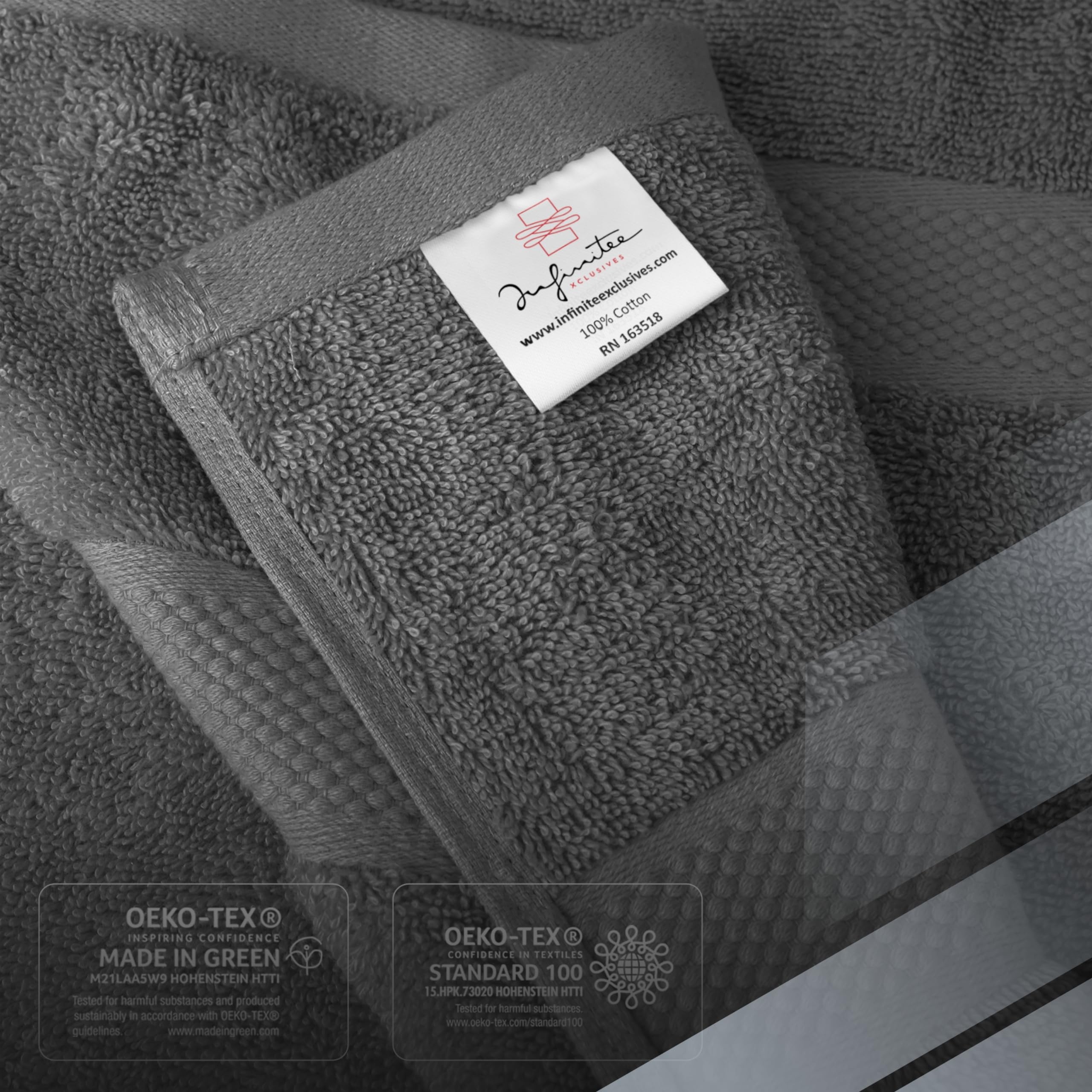 Premium 100% Cotton Bath Towel Set - 8 Piece Luxury Hotel Quality Bathroom Towels (2 Bath, 2 Hand, 4 Washcloths) - Ultra Soft & Absorbent - Shadow Grey - Perfect for Spa, Guest Bathroom & Upscale Home Decor