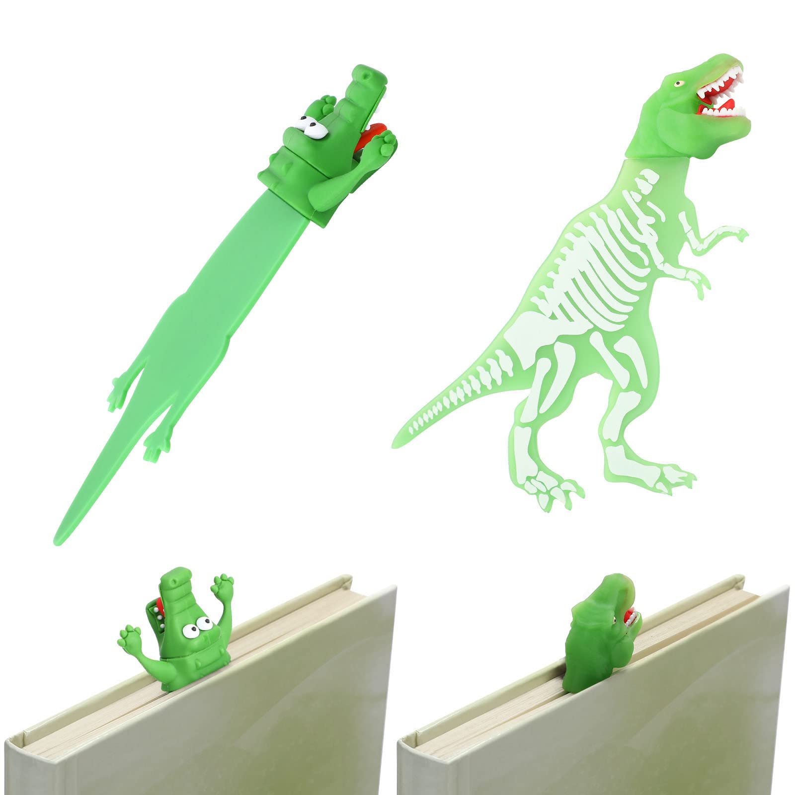 3D Luminous Shark & Dinosaur Bookmarks for Kids - Cool School Supplies for Reading