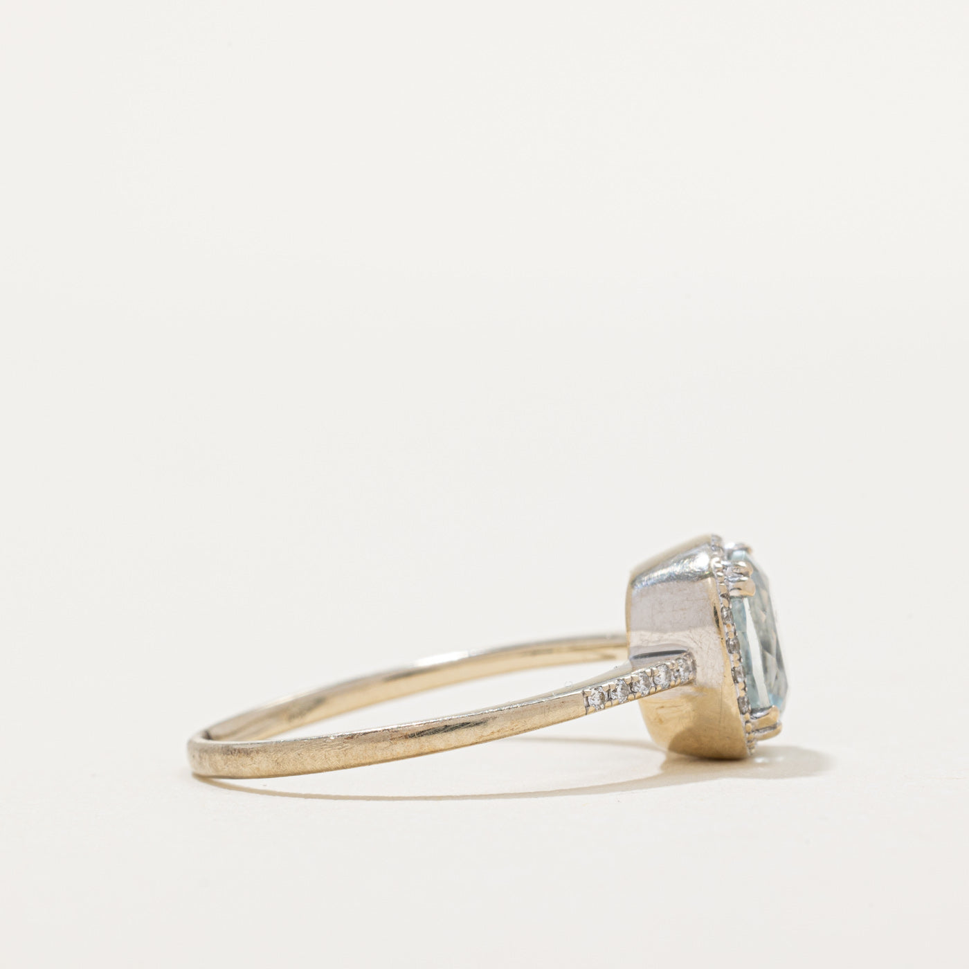 1.60ct Aquamarine & 0.13ct Diamond Halo Engagement Ring - Size 7.5 | Elegant Wedding Band, Anniversary Gift for Her, Perfect for Proposals & Special Occasions