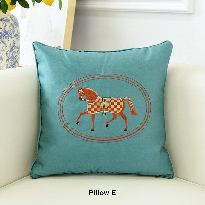 Horse Embroidered Decorative Throw Pillows for Couch - Modern Farmhouse Style Sofa Pillow Covers - Perfect for Living Room, Bedroom, and Home Decor