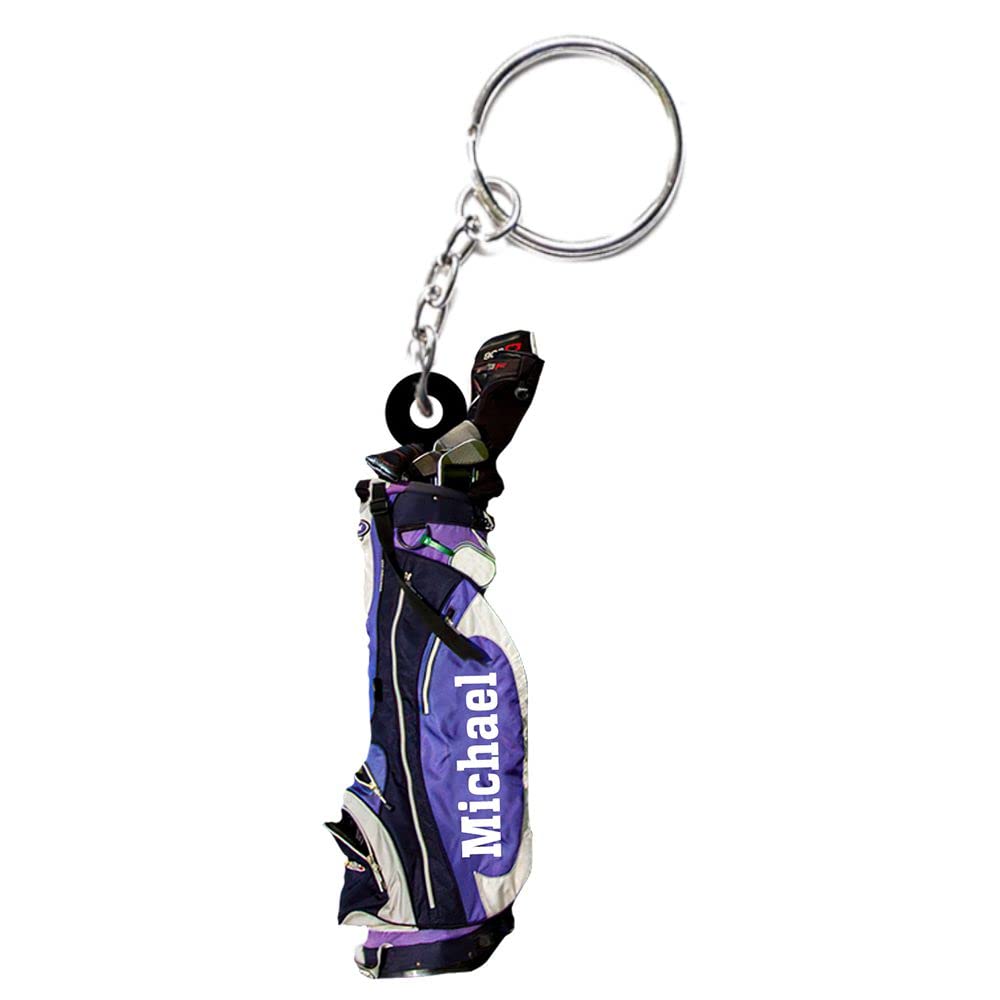 Custom Golf Keychain Personalized Flat Shape Engraved Gift for Men - Bulk Golf Keychains for Golfers, Team & Tournament Prizes - Ideal for Father's Day, Birthday & Retirement Gifts