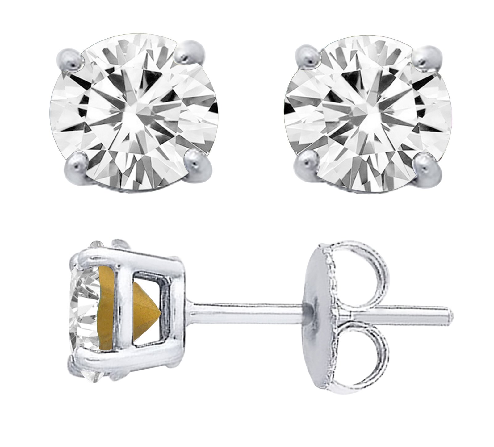 April Birthstone Stud Earrings - 6mm Sterling Silver Basket Set with Crystal | Elegant & Dainty Jewelry for Women | Perfect Gift for Birthdays, Anniversaries & Special Occasions