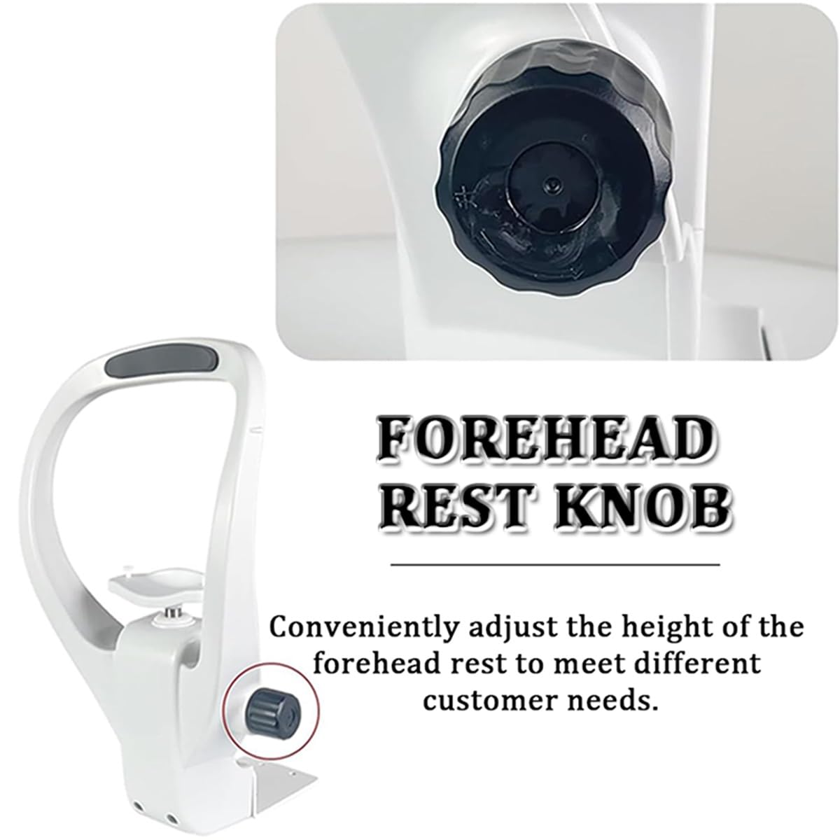 Adjustable Forehead Rest for Eye Training - 40mm Height Adjustment Knob - Optometry Accessory for Vision Therapy & Optical Instruments - Perfect for Eye Exams, Vision Therapy, and Optometry Practices