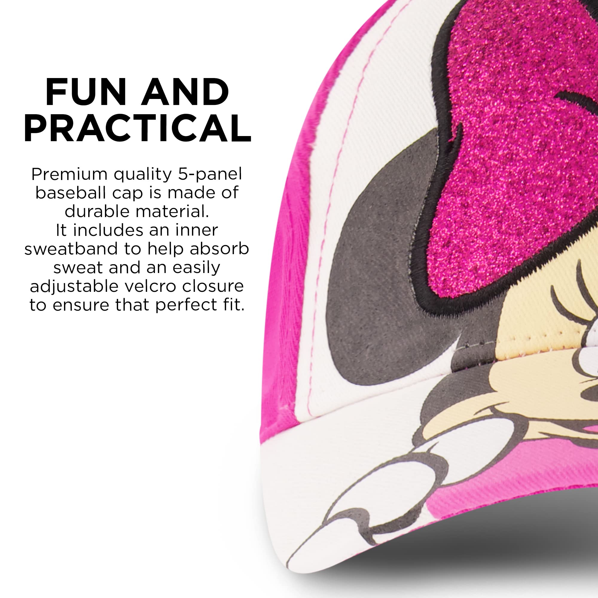 Disney Minnie Mouse Baseball Cap for Girls - Cute Adjustable Kids Sun Hat for Outdoor, Sports & Everyday Wear