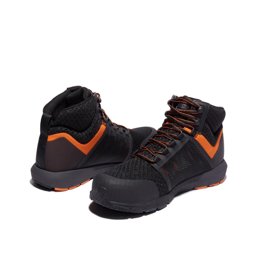 Radius Composite Toe Work Boots for Men - Black/Orange Safety Shoes - Lightweight & Comfortable for Construction, Warehouse & Outdoor Work