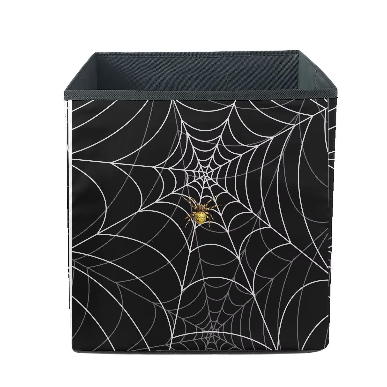 AFPANQZ 13x13x13 Inch Collapsible Storage Cubes - Black Fabric Organizer Bins for Halloween Decor, Nursery, Office, Closet & Shelf Organization | Space-Saving Home Storage Solution