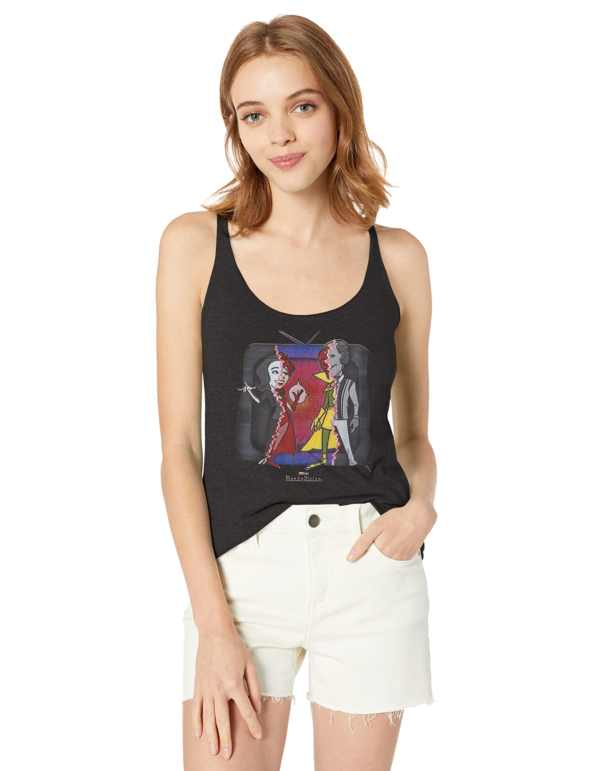Marvel WandaVision Secrets Women's Racerback Tank Top - Superhero Graphic Tee for Cosplay, Comic Con & Casual Wear