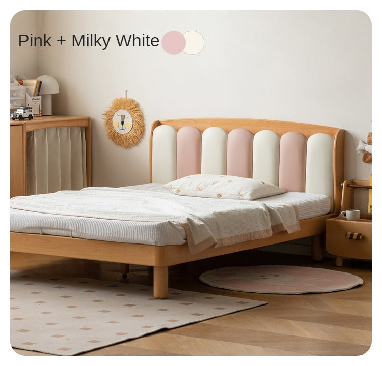 Solid Beech Wood Soft Single Kids Bed - Durable & Safe Children's Bedroom Furniture for Toddlers & Teens - Perfect for Bedrooms, Daycare, and Guest Rooms