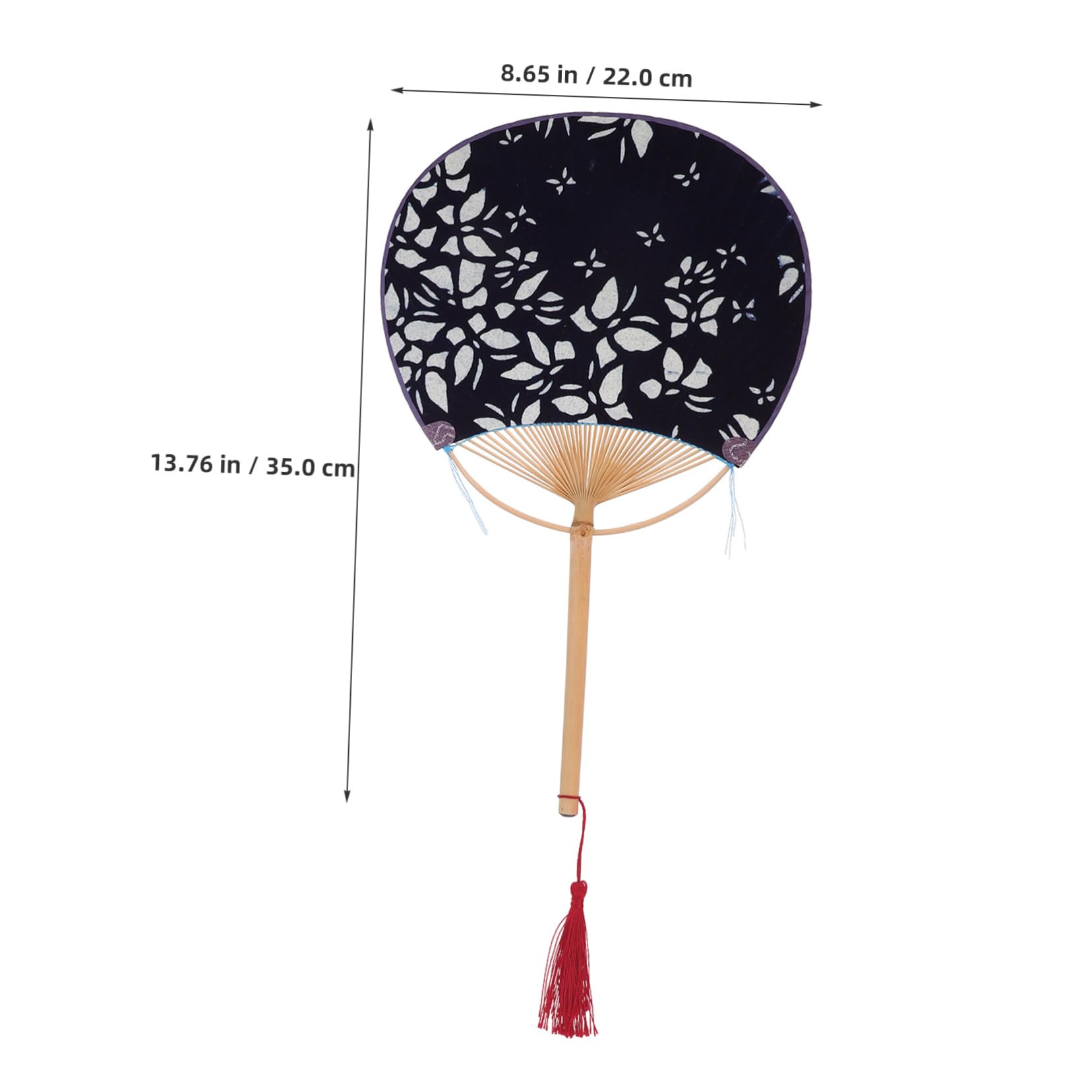 Japanese Style Double-Sided Sensu Fan - Handheld Navy Cloth Bamboo Fan with Random Pattern Painting - Perfect for Cosplay, Home Decor, and Traditional Dance Performances