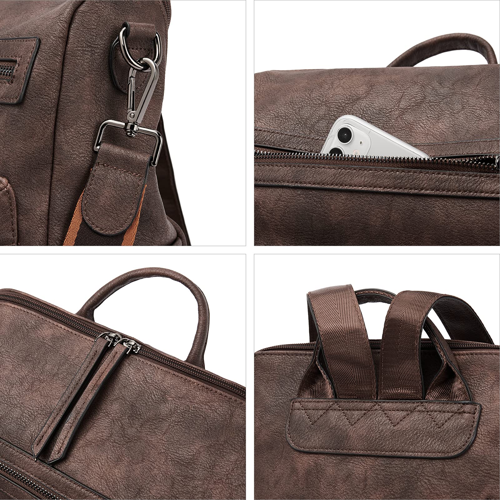 Stylish BROMEN Leather Backpack Purse for Women - Fashionable Designer Shoulder Bag for Travel, Work & Daily Use | Large Capacity & Durable