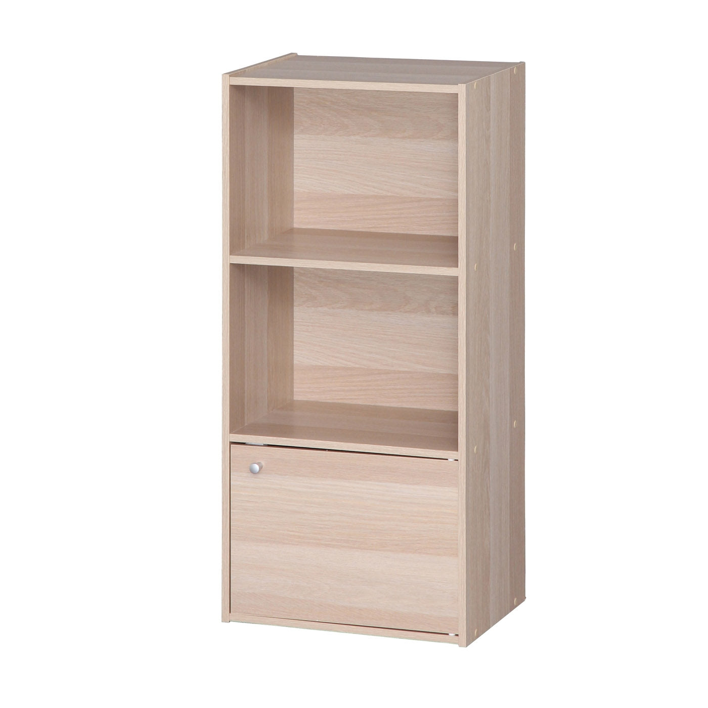 3 Tier Wood Storage Shelf with Door - Light Brown Organizer for Kitchen, Bathroom, or Closet - Rustic Home Decor Shelf for Spices, Books & Toiletries