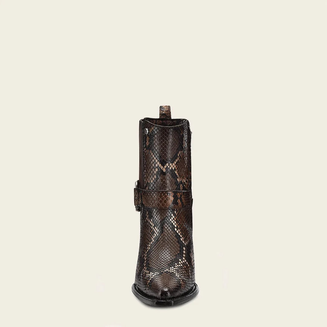 Women's Cuadra Brown Western Cowgirl Python Leather Ankle Boots - Stylish & Comfortable for Rodeo, Country Dancing & Everyday Wear
