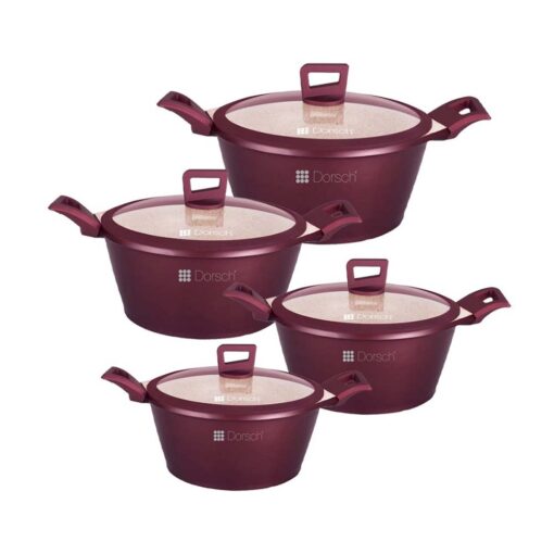 Premium Dorsch Ceramic Non-Toxic Cookware Set - 4 Piece Kitchen Pot and Pan Set for Healthy Cooking | Oven & Stovetop Safe | Ideal for Frying, Boiling & Sauteing