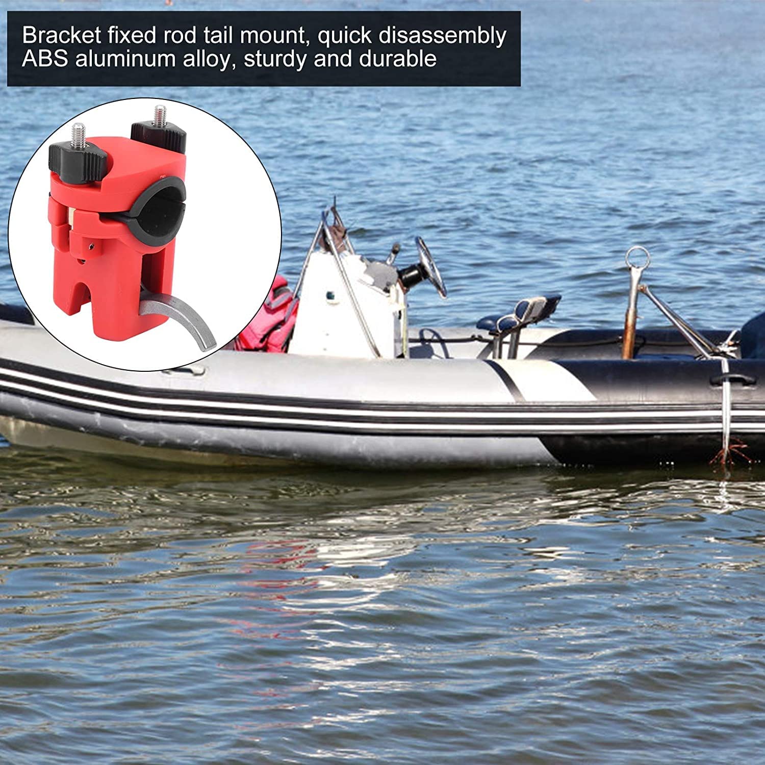 Ubersweet® Boat Fishing Rod Holder - Kayak & Boat Rod Mount Bracket, Adjustable Fishing Pole Stand for Saltwater & Freshwater Fishing (Red) | Perfect for Kayak, Canoe, and Small Boat Anglers