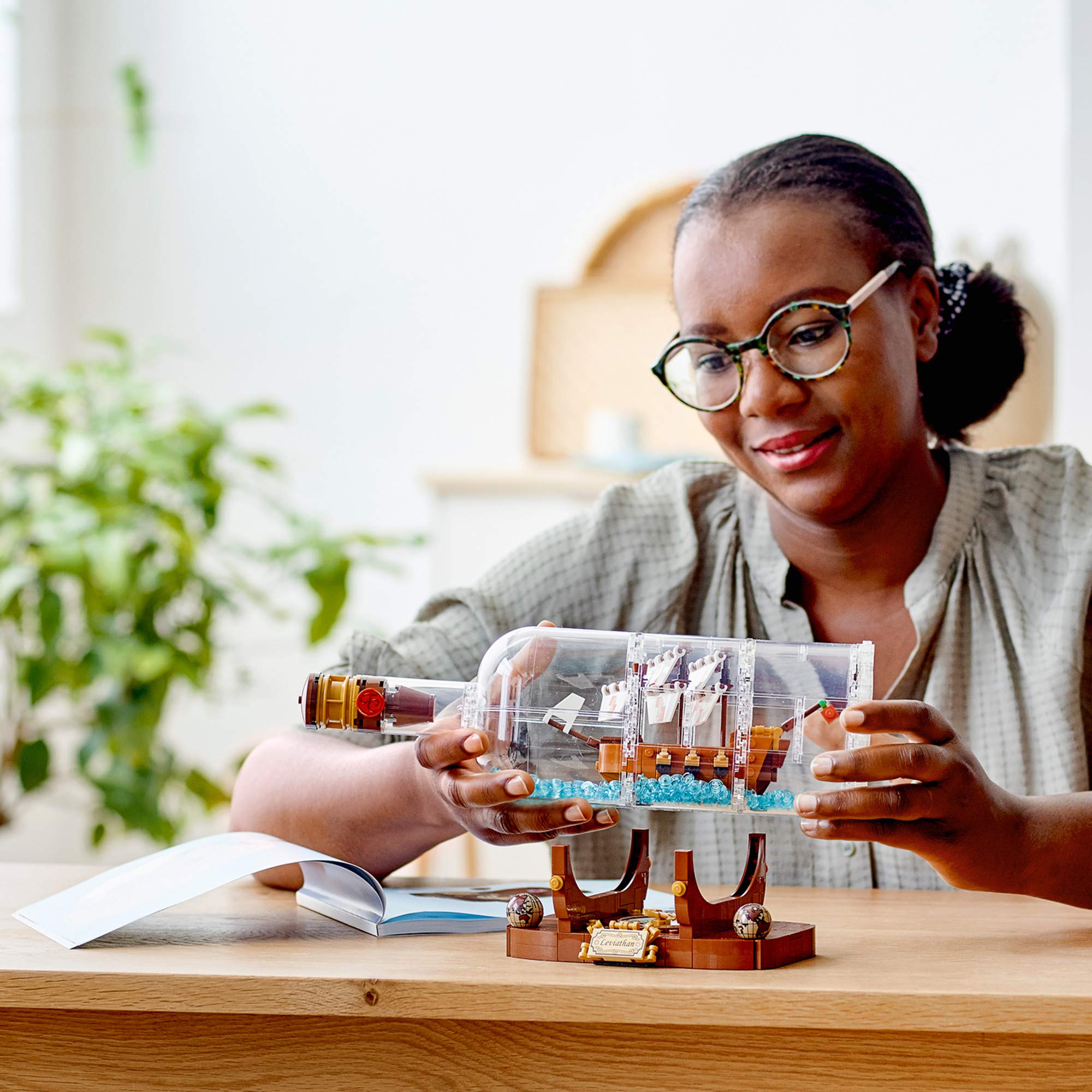 LEGO Ideas Ship in a Bottle 92177 Expert Building Kit - 962 Piece Collectible Model Ship Display Set for Adults - Creative DIY Snap Together Toy - Perfect for Home Office Decor & Gift for LEGO Enthusiasts