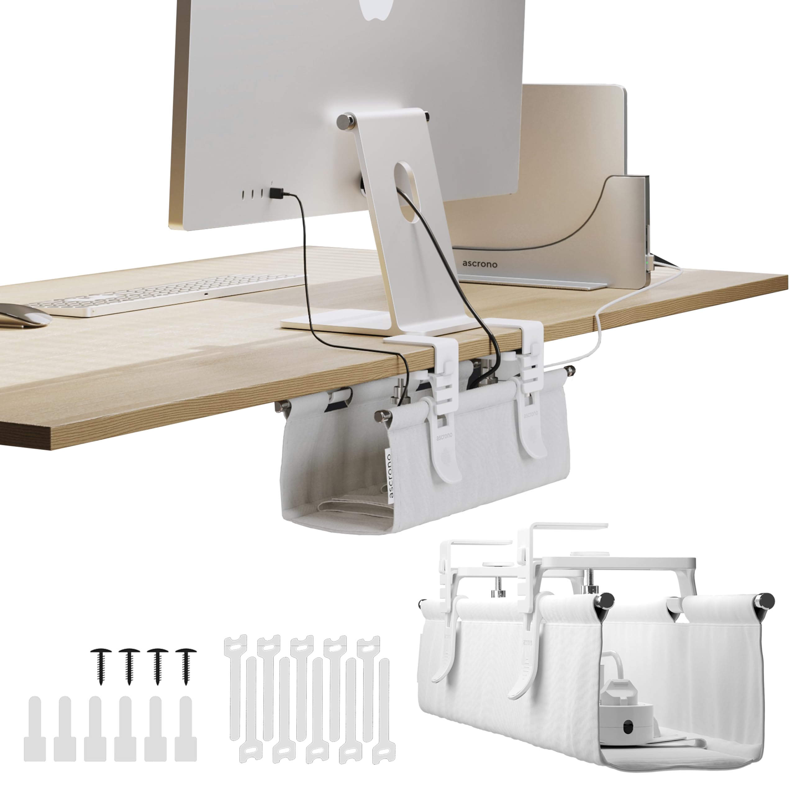 Premium No-Drill Under Desk Cable Management Tray 14.1